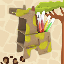 3134725017399 - 15 POTS À CRAYONS FORME GIRAFE CARTON BRUN