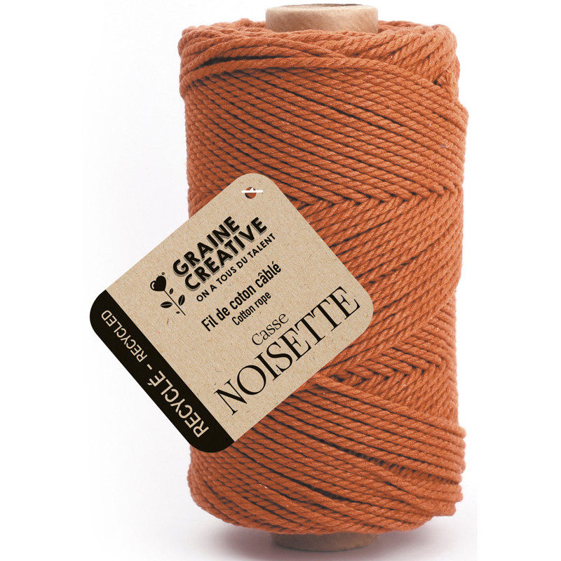 3532432001265 - 1 BOBINE COTON CABLÉ RECYCLE 100M COLORIS NOISETTE