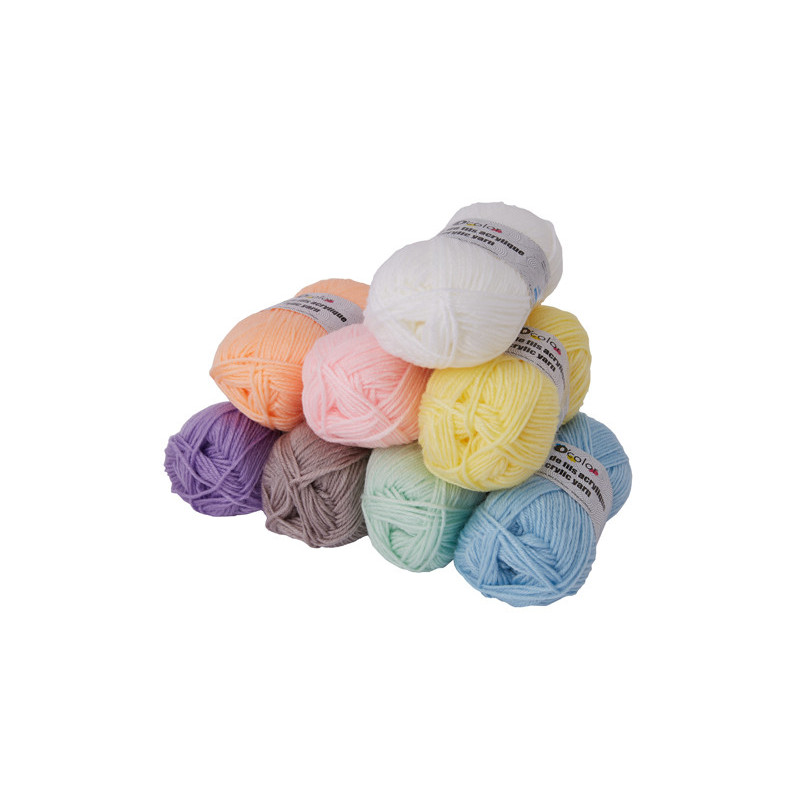 3700773319688 - 8 PELOTES DE FILS ACRYLIQUE 90M COLORIS PASTELS ASSORTIS