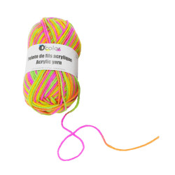 3700773320349 - 4 PELOTES DE FILS ACRYLIQUE 90M COLORIS FLUOS ASSORTIS