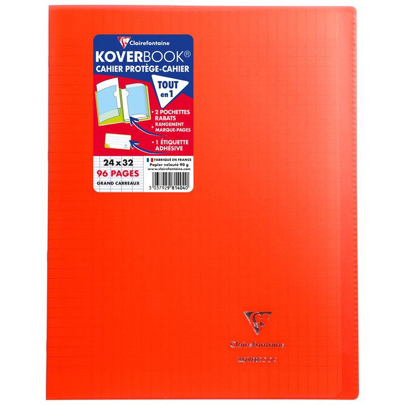 3037929814040 - KOVERBOOK CAHIER 24X32 96P SÉYÈS ROUGE 90G PIQURE