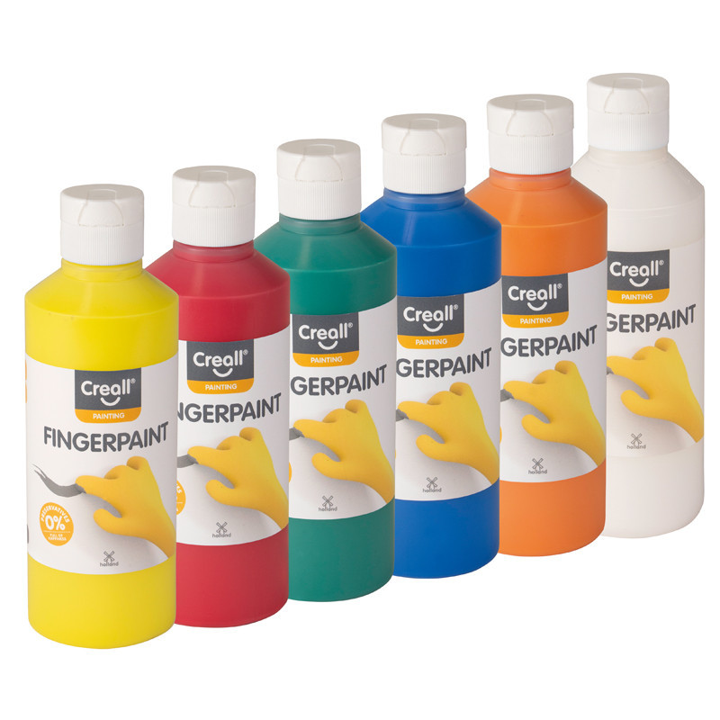8714181078353 - 6 FLACONS GOUACHE AUX DOIGT 250ML COLORIS ASSORTIS