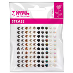 3532435004447 - 100 STRASS COLORIS METAL NOIR ET PERLE ASSORTIS
