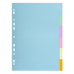 INTERCALAIRES A4 CARTE FORTE 6 POSITIONS COLORIS PASTELS