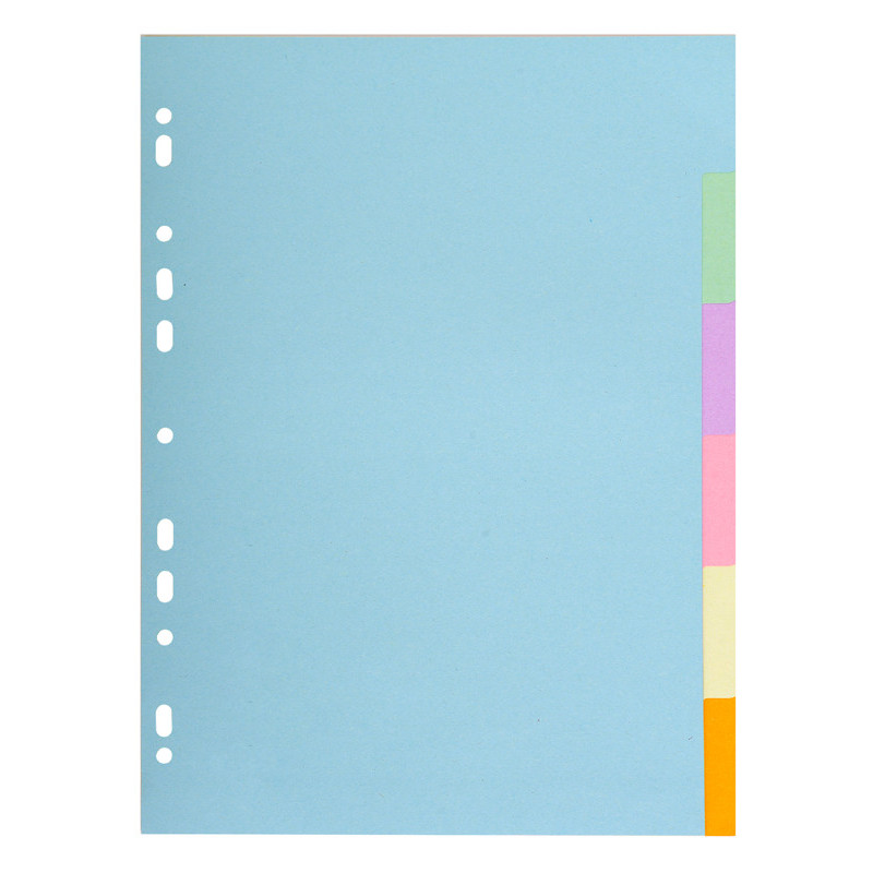 INTERCALAIRES A4 CARTE FORTE 6 POSITIONS COLORIS PASTELS