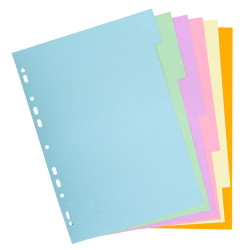 INTERCALAIRES A4 CARTE FORTE 6 POSITIONS COLORIS PASTELS