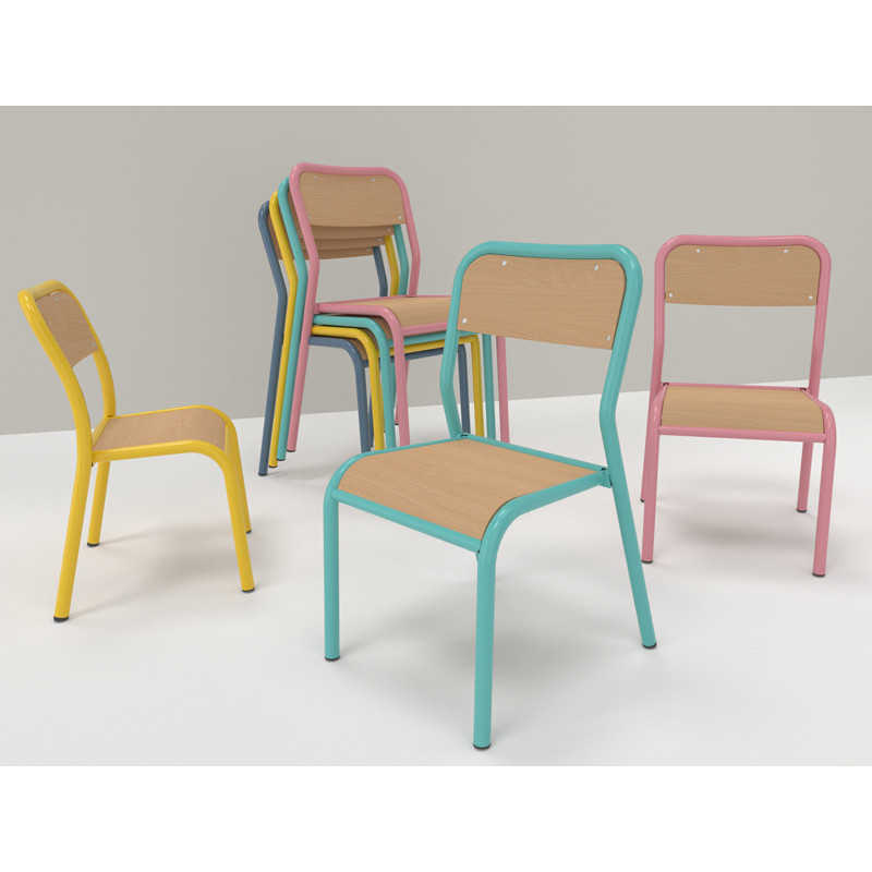 CHAISE 401 TAILLE 4 COLORIS HETRE/BLEU D'ALUMINE