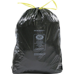 20 SACS PLASTIQUE 100L NOIR LIEN COULISSANT NF