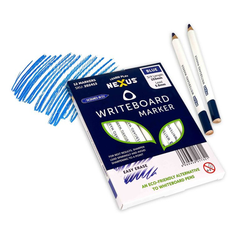 12 CRAYONS EFFACABLES FORME TRIANGULAIRE COLORIS BLEU