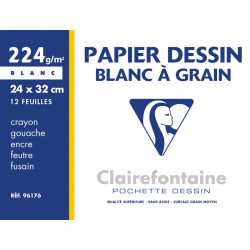 3329680961768 - POCHETTE 12F DESSIN BLANC 24X32 224G
