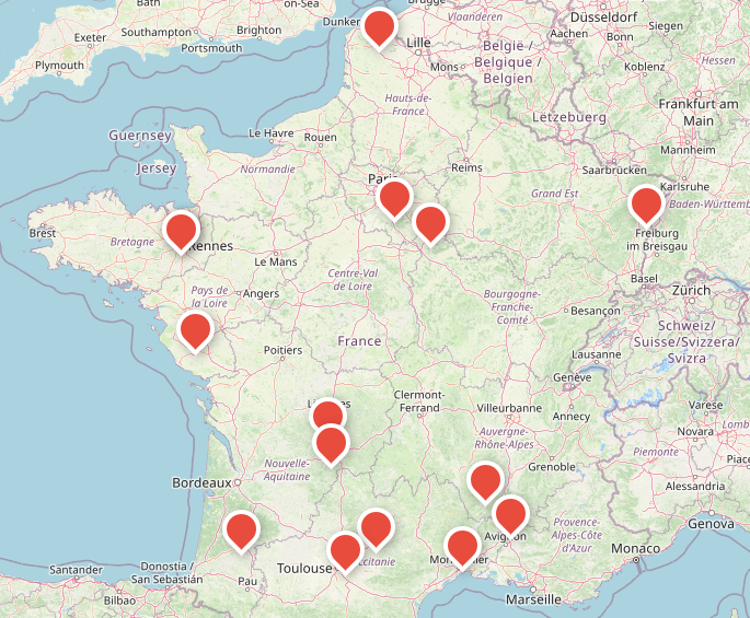 Carte de France des adhérents Interdacta